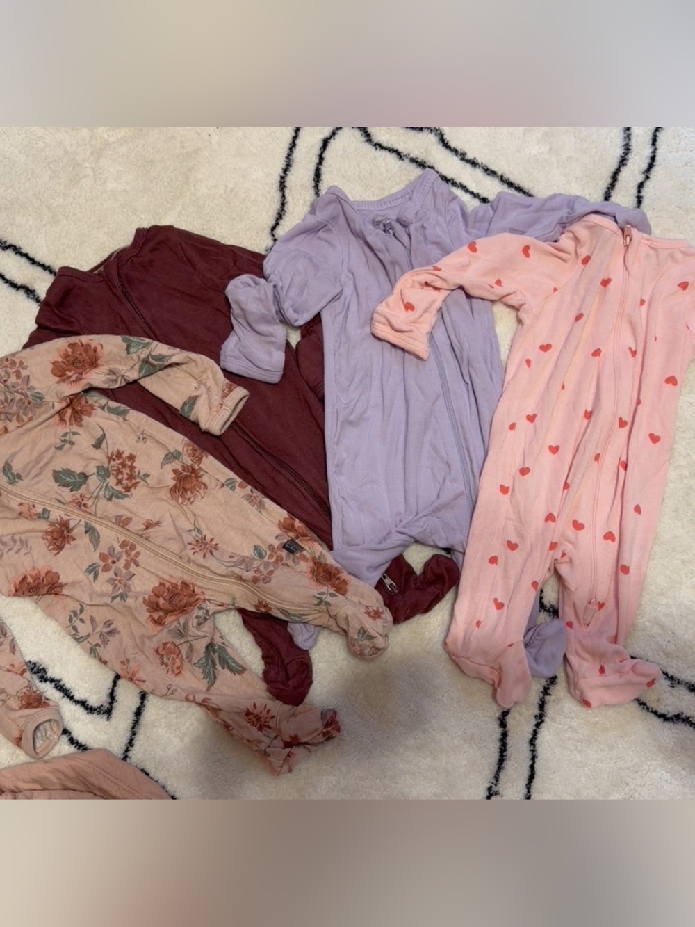 Newborn Bamboo Sleepers - Pink Floral & Hearts